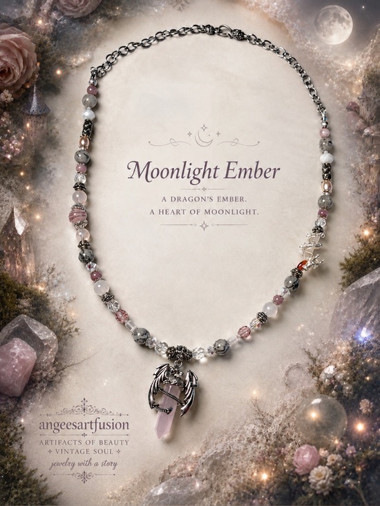 angeesartfusion Jewelry - “Moonlight Ember”-Dragon Pendant Necklace